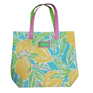 Lilly Pulitzer Estee Lauder Women's Tote Lilly's Lemon Print Bag Carryall 17"X14
